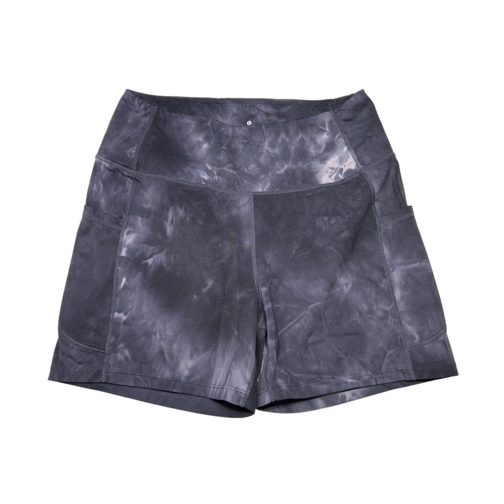 Gray Bike Shorts with High Waist‎ and tie dye Design